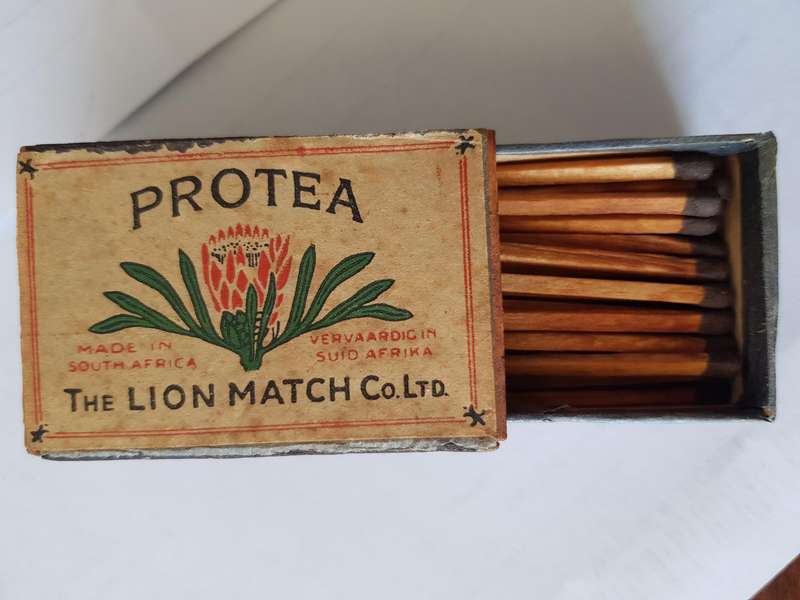 VINTAGE PROTEA MATCHES IN THE BIG WOODEN BOX - FULL BOX.