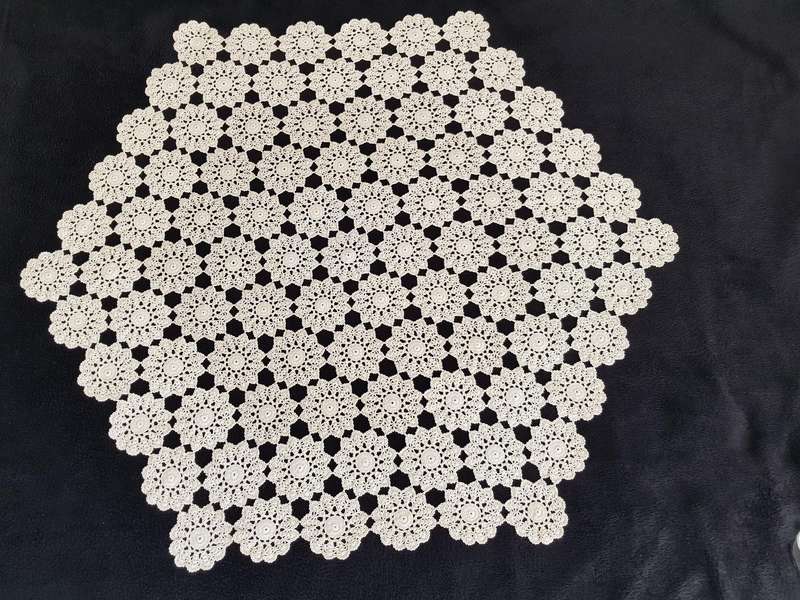 VINTAGE CROCHETED - SIX ANGULAR HEXAGON SHAPE.