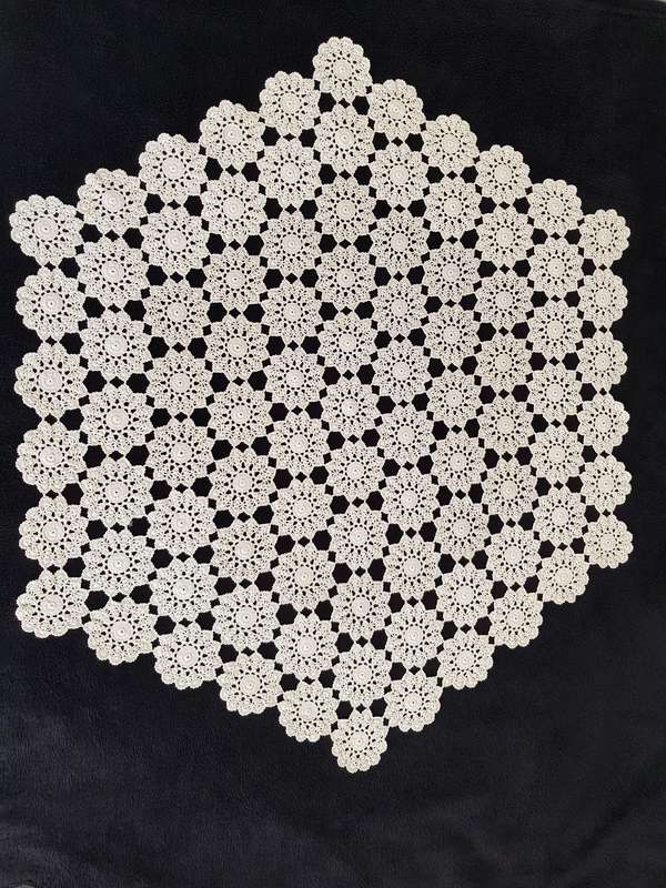 VINTAGE CROCHETED - SIX ANGULAR HEXAGON SHAPE.