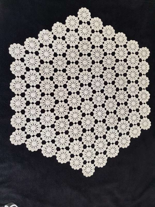 VINTAGE CROCHETED - SIX ANGULAR HEXAGON SHAPE.