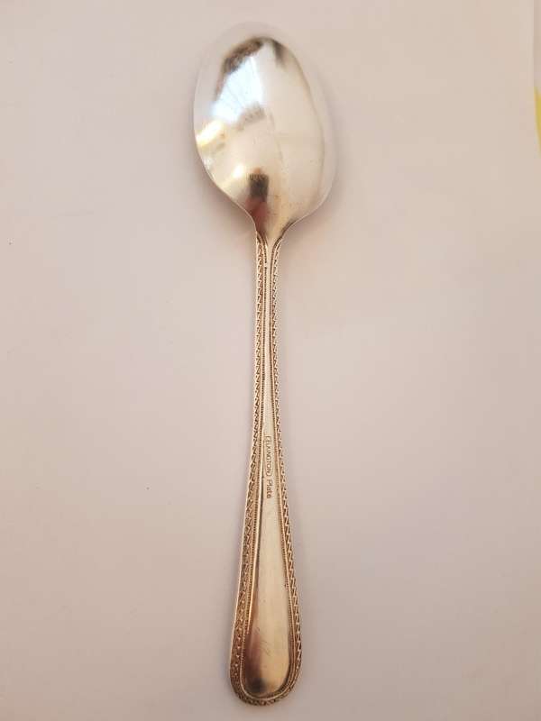 GENUINE BRITISH COMMONWEALTH SHIPPING ELKINGTON SILVER PLATED TABLESPOON FROM BURMINGHAM, ENGLAND.