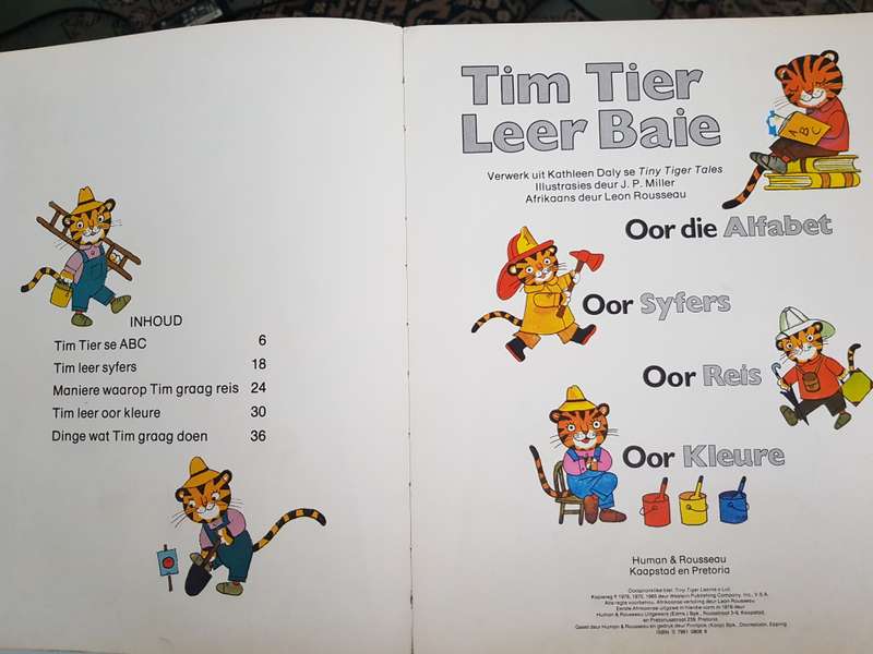 AFRIKAANSE HARDEBAND LEESBOEK VIR KLEUTERS - TIM TIER LEER BAIE.