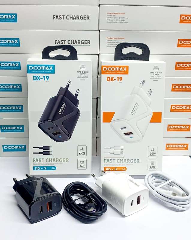 DX-19 20W Fast Charger  Dual port with Type-C to iOS Cable