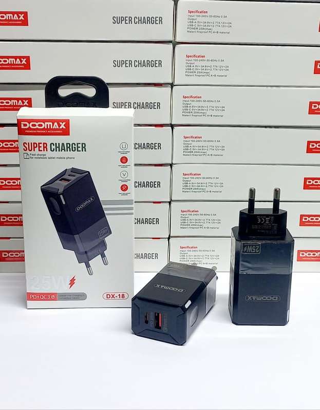 Dual Port Quick Charging Adapter  1 USB & 1 Type-C Port