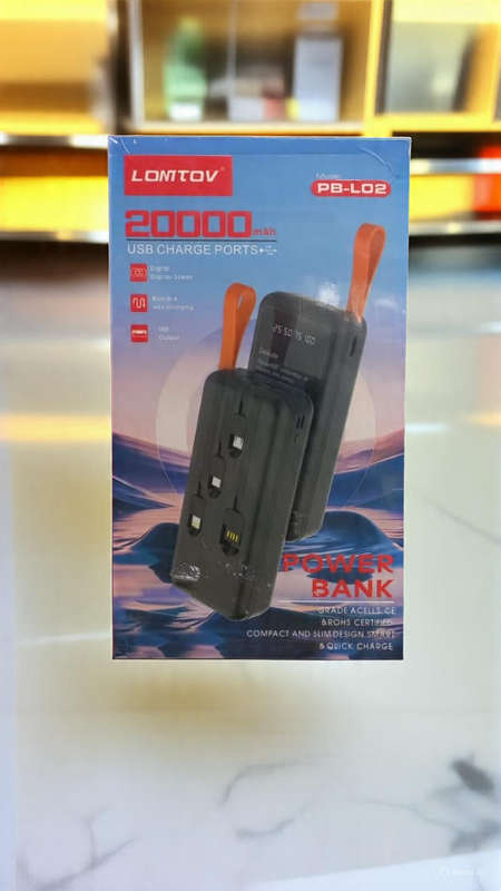 20000 mAh powerbank with built in cables