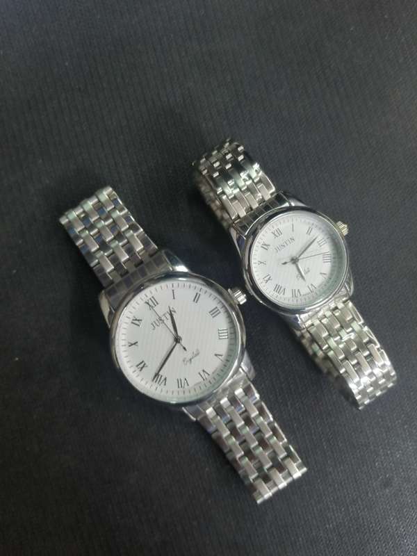 Silver justin couple watch set: Elegant and affordable luxury