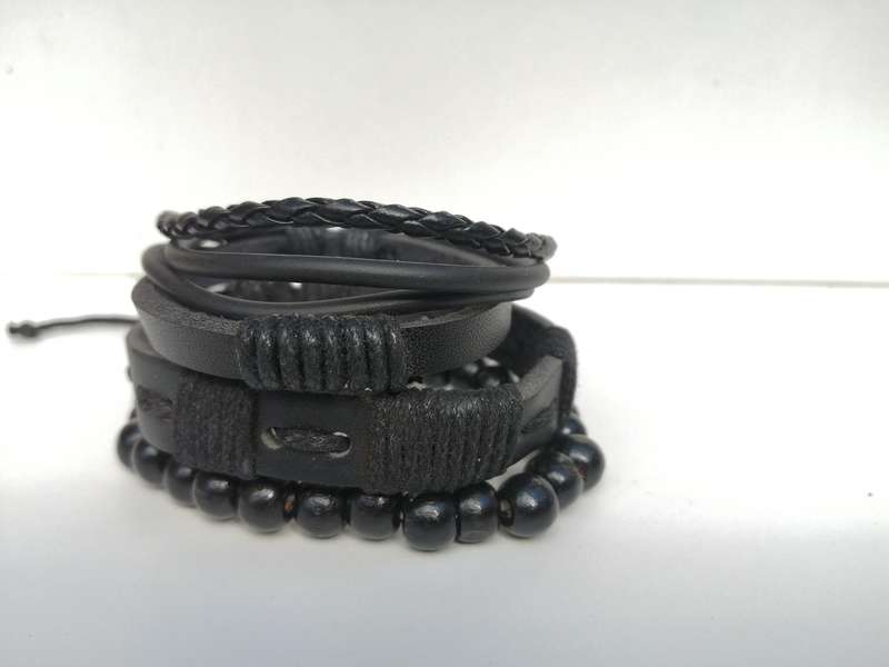 Mens Black Watch & Bracelet Set  4-Piece Collection