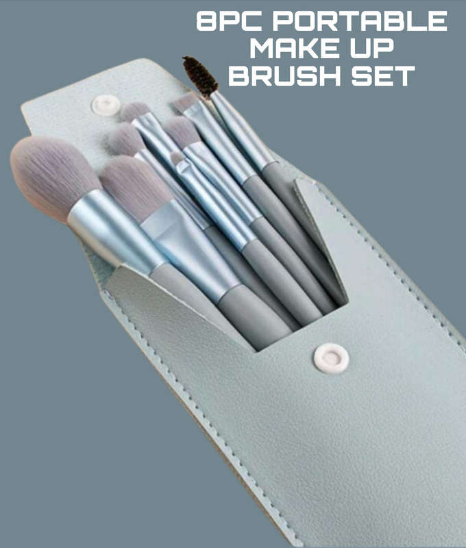 8pc Portable make-up brush set