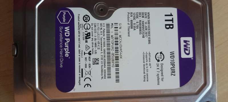 Western Digital 1tb Purple Hard Drive 5400rpm SATA III 3.5" Internal Surveillance Hard Disk Wd10purz