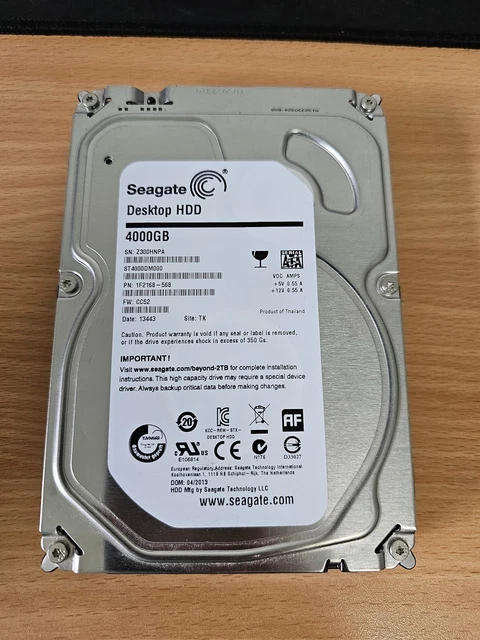 Seagate 4TB HDD 5.9K RPM 3.5" 6Gb/s SATA Hard Disk Drive Model: ST4000DM000