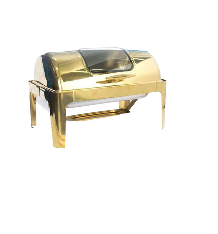 Rectangular Chafing Dish with Window - Gold