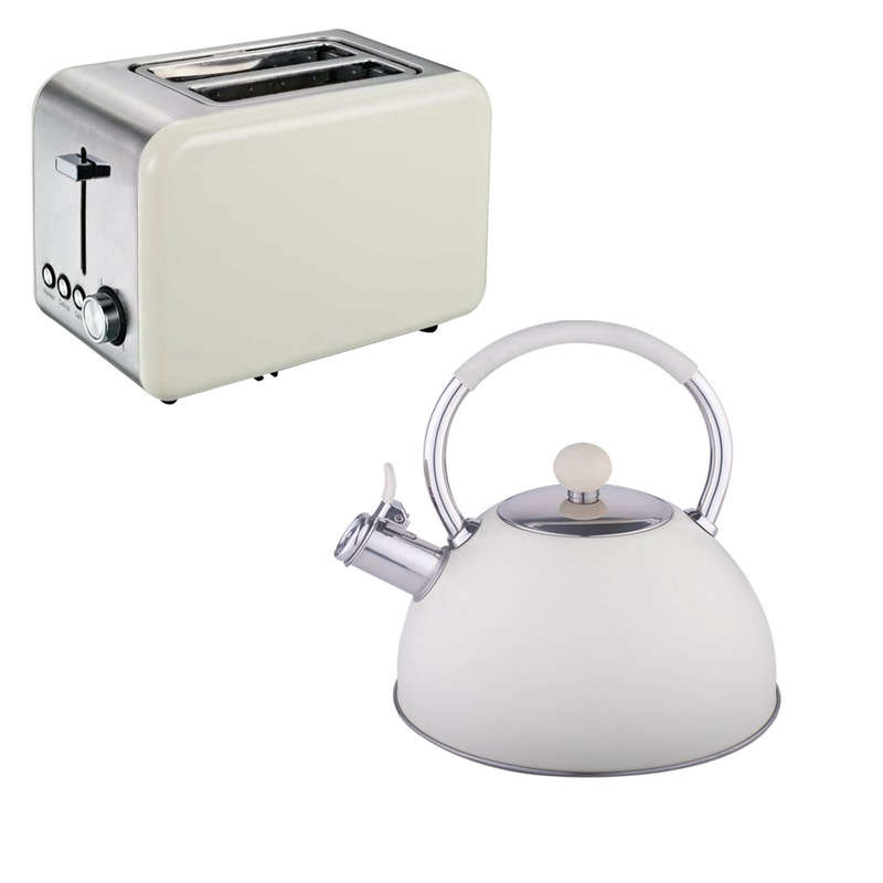 3L Stainless Steel Kettle & 2- Slices Toaster Combo - Cream