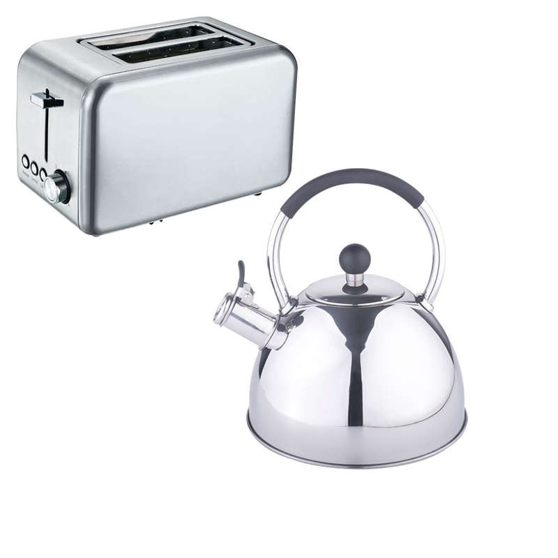 3L Stainless Steel Kettle & 2-Slice Toaster Combo - Silver