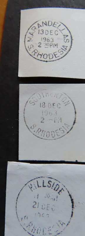 Rhodesias - 18 postmarks on piece - see photos