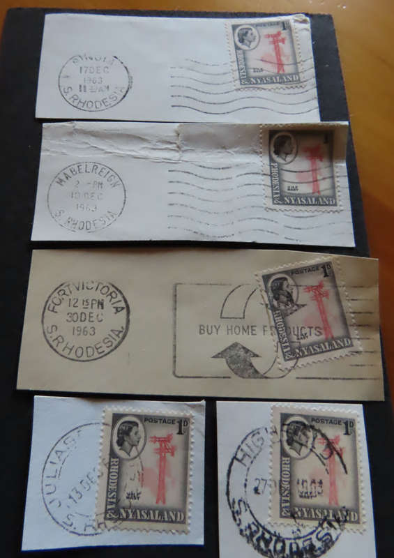 Rhodesias - 18 postmarks on piece - see photos