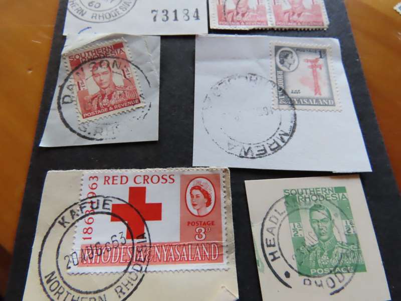 Rhodesias - 18 postmarks on piece - see photos