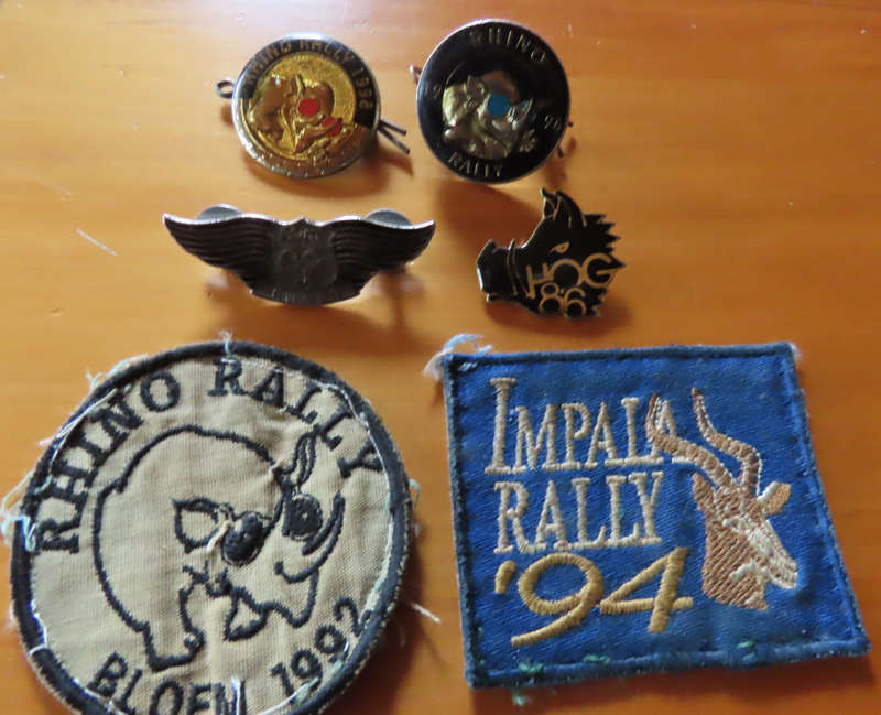 South Africa - 6 different Rally Badges -Impala, Rhino, Route 62 and HOG