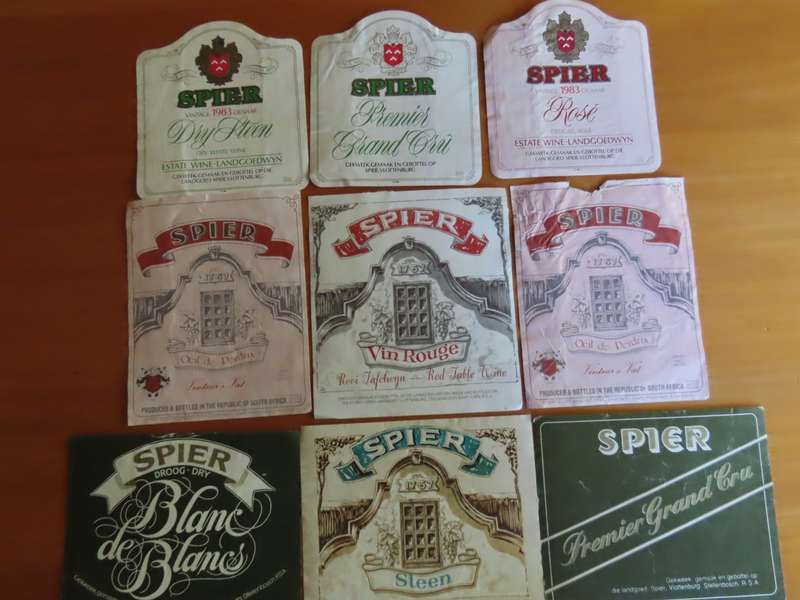 Wine Labels - 9 Vintage Spier Wine Labels