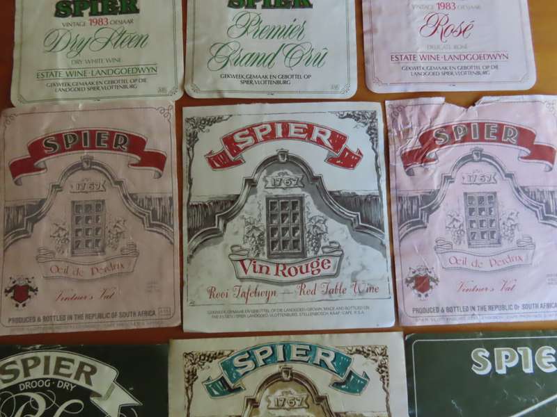 Wine Labels - 9 Vintage Spier Wine Labels