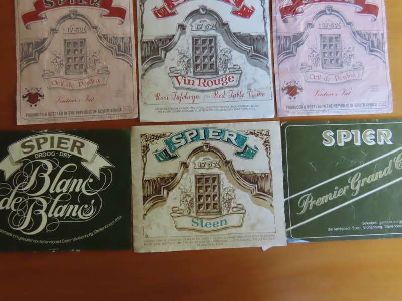 Wine Labels - 9 Vintage Spier Wine Labels