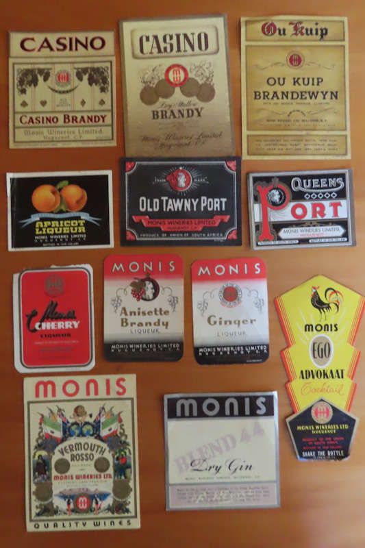 Wine Labels -12 Vintage Monis Liquor Labels