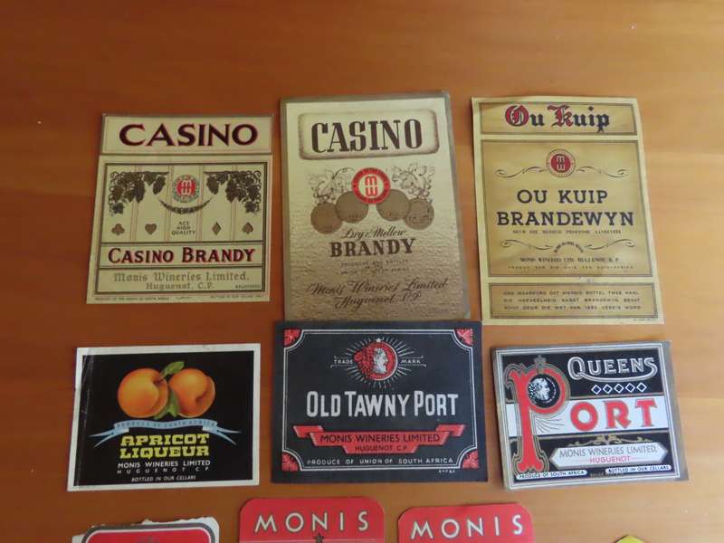 Wine Labels -12 Vintage Monis Liquor Labels