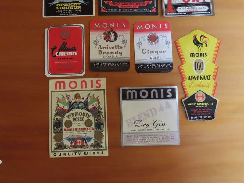 Wine Labels -12 Vintage Monis Liquor Labels