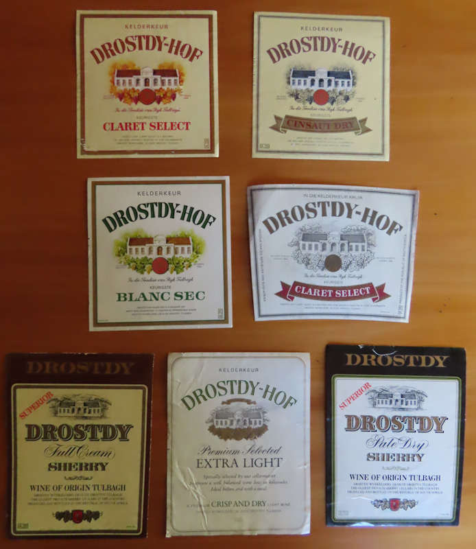 Wine Labels -7 Vintage Drostdy Hof Wine Labels