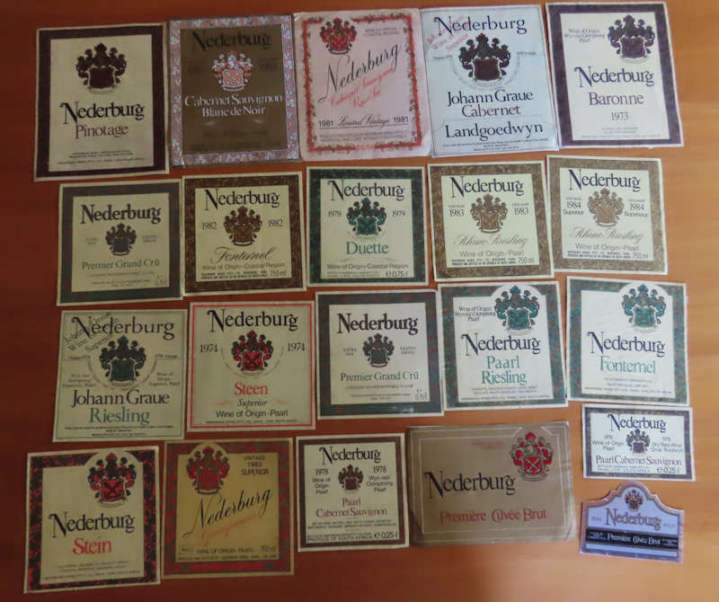 Wine Labels -21 Vintage Nederburg Wine Labels