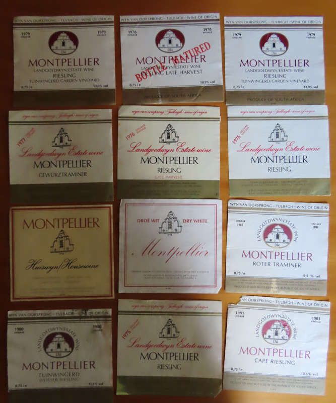 Wine Labels -12 Vintage Montpellier Wine Labels