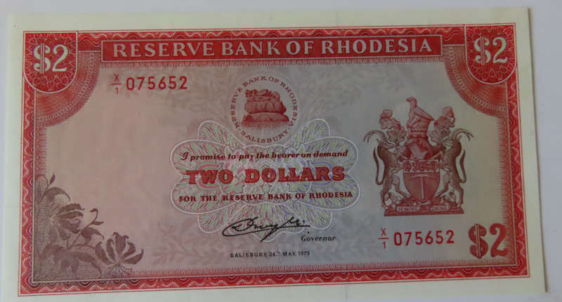 Rhodesia - $2 Replacement Note dated 24th May 1979 - #X/1075652 - Condition UNC