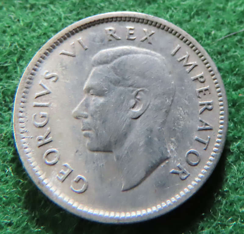 South Africa -.800 Silver Coin 6d - 1943