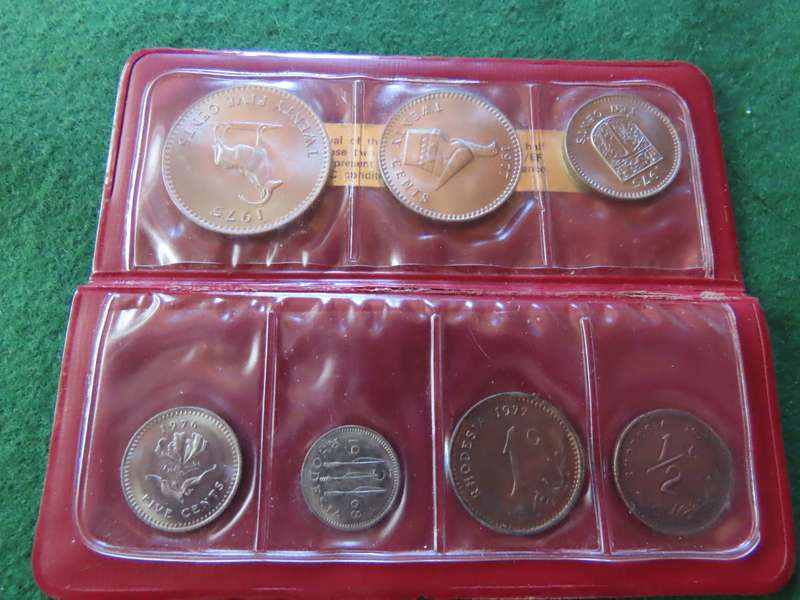 Rhodesia - Coins Of Rhodesia 1975 Set with 1c and 20 c 1977 5c 1976 and 2 1/2 cents 1970