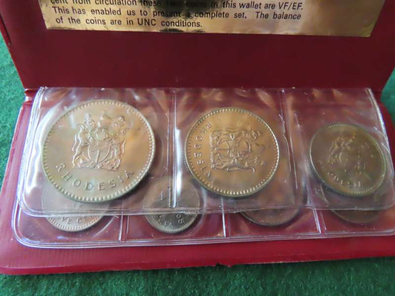 Rhodesia - Coins Of Rhodesia 1975 Set with 1c and 20 c 1977 5c 1976 and 2 1/2 cents 1970