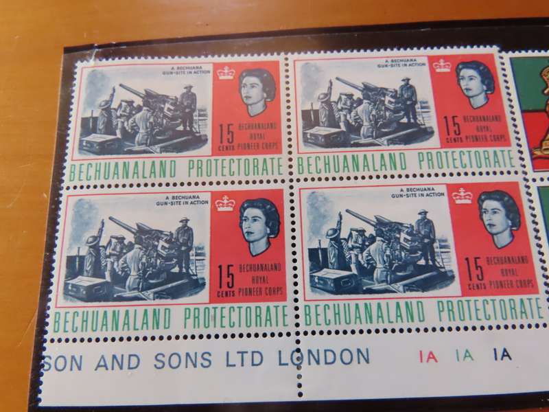 Bechuanaland - 1966 Royal Pioneer Corps Blocks of 4 with Cylinder Numbers 1 A