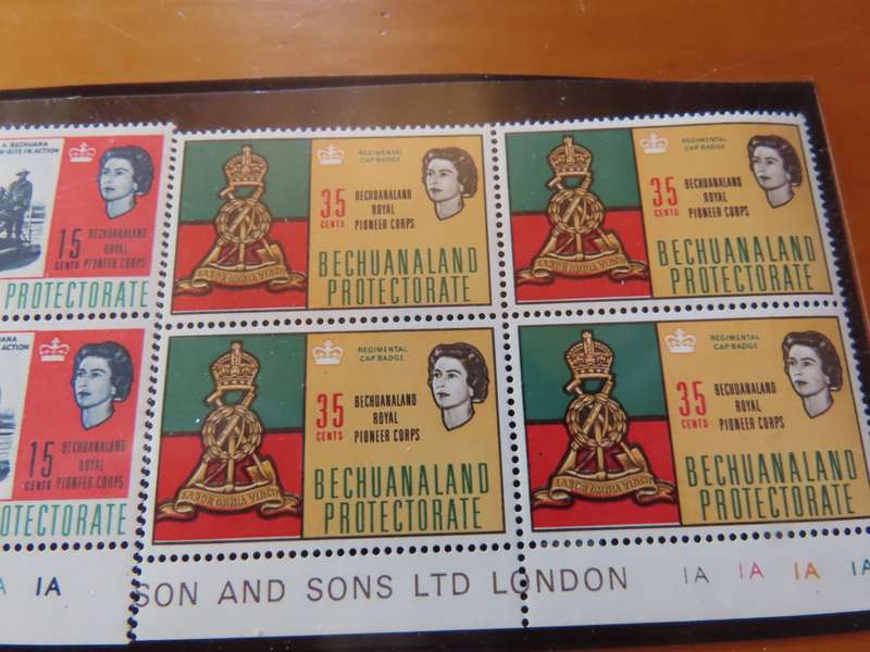 Bechuanaland - 1966 Royal Pioneer Corps Blocks of 4 with Cylinder Numbers 1 A