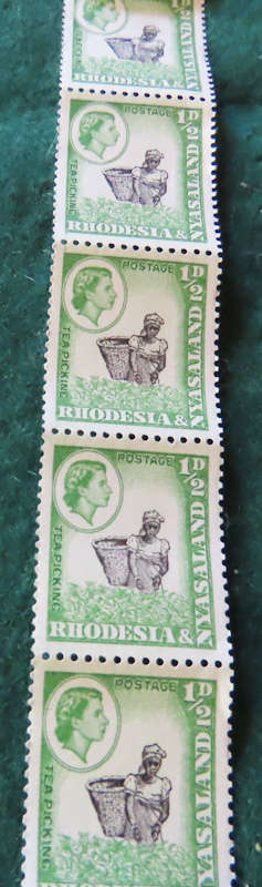 Rhodesia - 12 August 1959 - 1962 -  5 x 1/2d Coil Stamps MNH