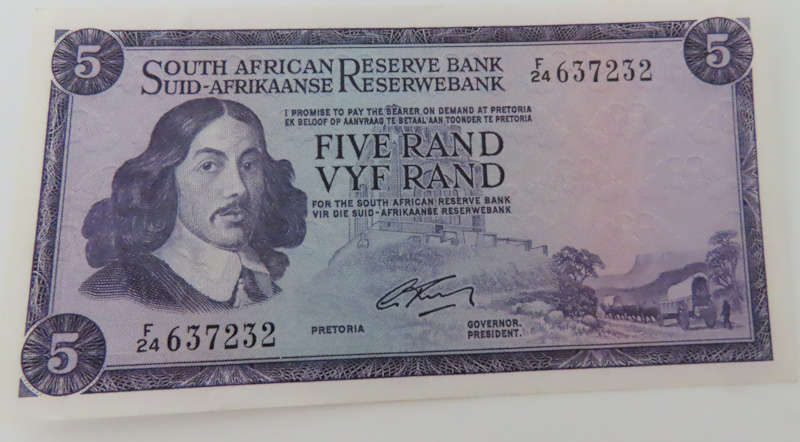 South Africa - 5 Rand Note 1966 - G. Rissik - F/24 637232 - UNC