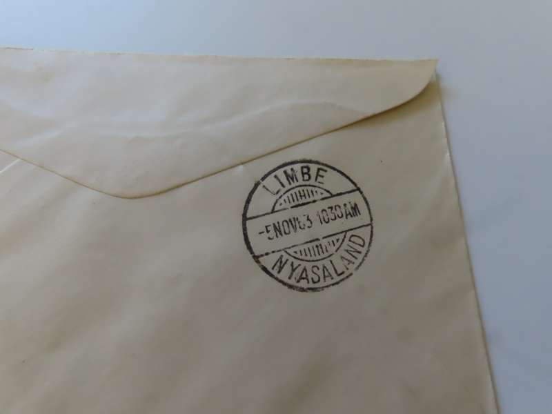 Rhodesia - Envelope Limbe to Limbe Nyasaland with 3d1/2d stamps and 6d to pay Nyasaland stamp