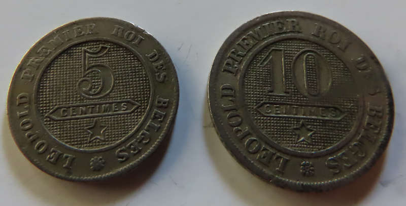Belgium - 5 and 10 Centimes - 1863