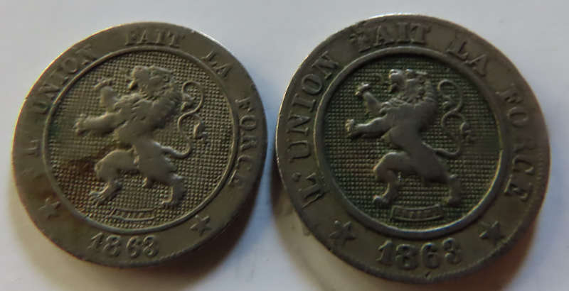 Belgium - 5 and 10 Centimes - 1863