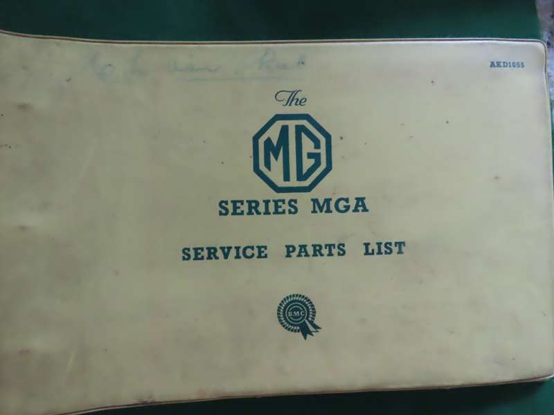M.G.A. - Series MGA Service Parts List - Book Printed 1960
