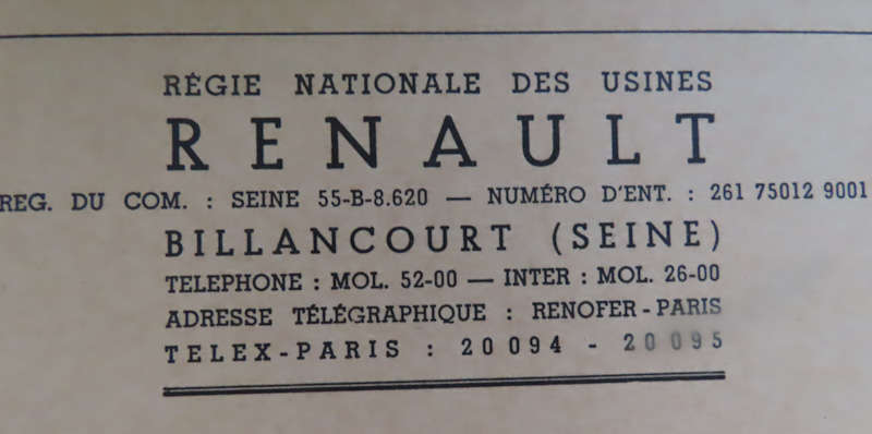 Renault Dauphine - Specifications Adjustments and Shop Repair Recommendations Book