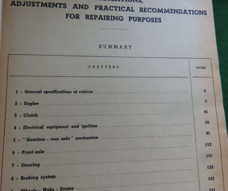 Renault Dauphine - Specifications Adjustments and Shop Repair Recommendations Book