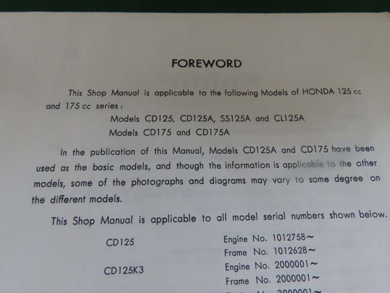 Honda 125 . 175 - CD 125 - 175 CD 125A- 175A SS 125A -CL 125A - Shop Manual