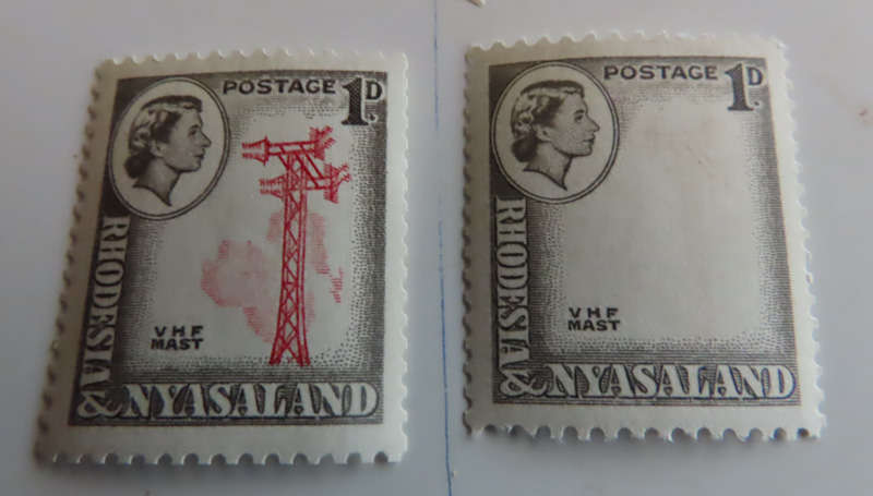 Stamps - Rhodesia and Nyasaland 1d Red Centre Omitted