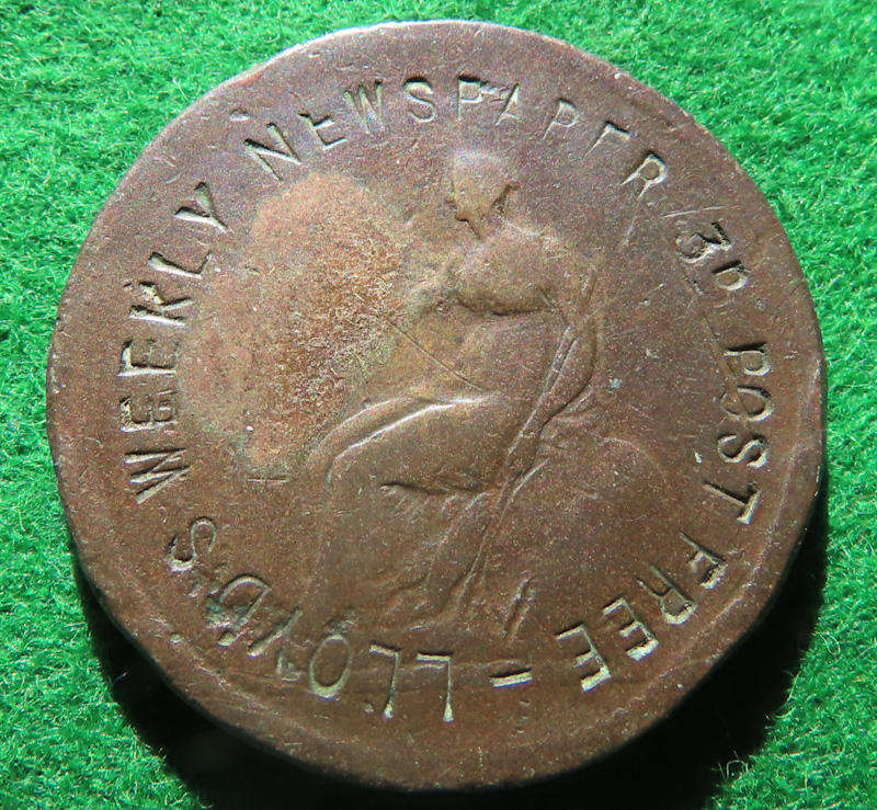 Great Britain - George III - Penny - Advertising Lloyds Weekly Newspaper 3d Post Free
