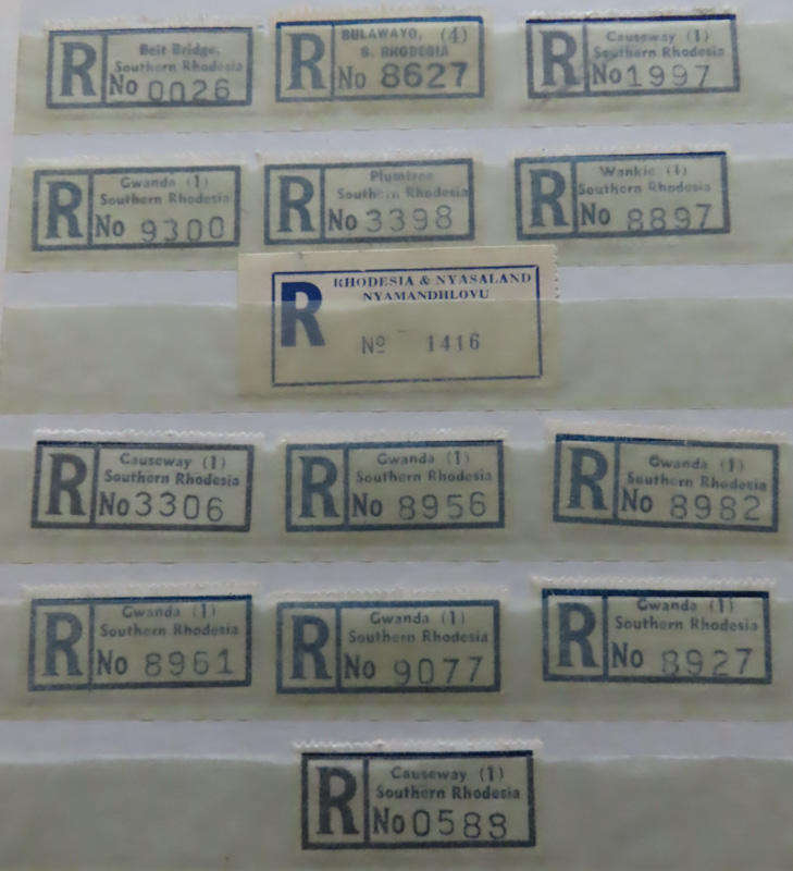 Rhodesia - Rhodesia Cities and Towns Registration Labels