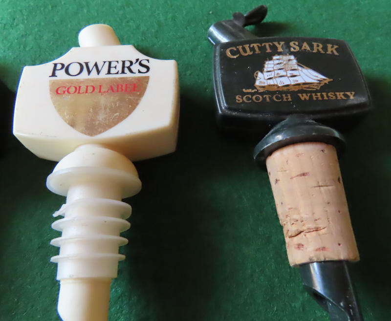 Bar Items - 4 Plastic Whisky Dispensers - Ballantines, Findlaters, Cutty Sark and Power's