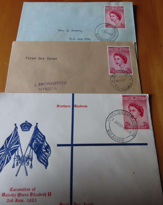 Stamps - Southern Rhodesia - 1953 1 June 6 F.D.C. Covers Coronation